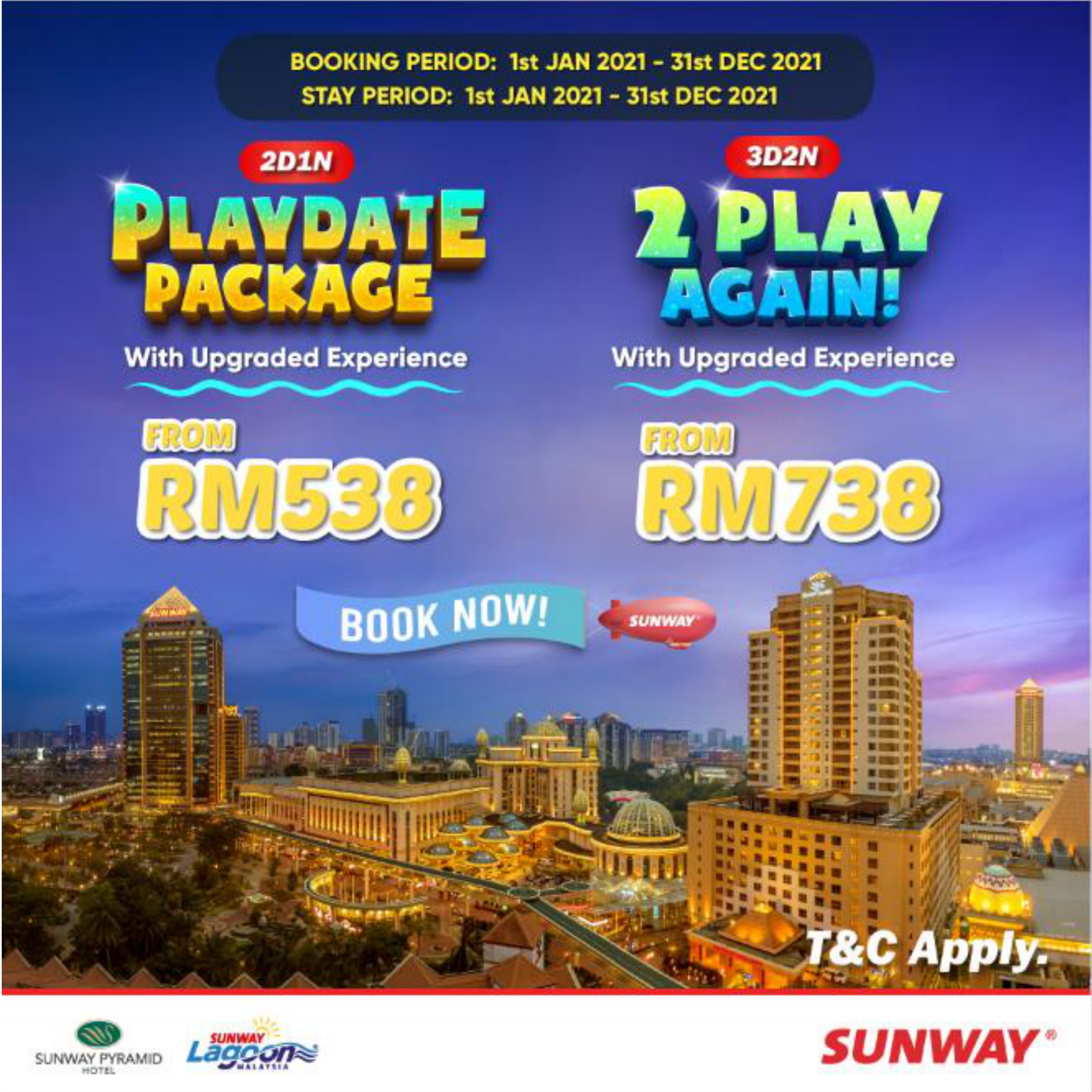 promotion package is now redeemable with sunway lagoon theme park reopening